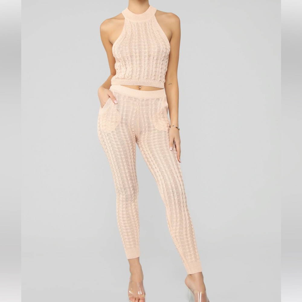 Fashion Nova Knit Temptation Sweater Set - Peach Size XS